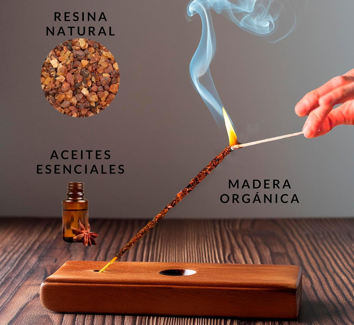 Baraja de Tarot con libro y incienso orgánico de palo santo